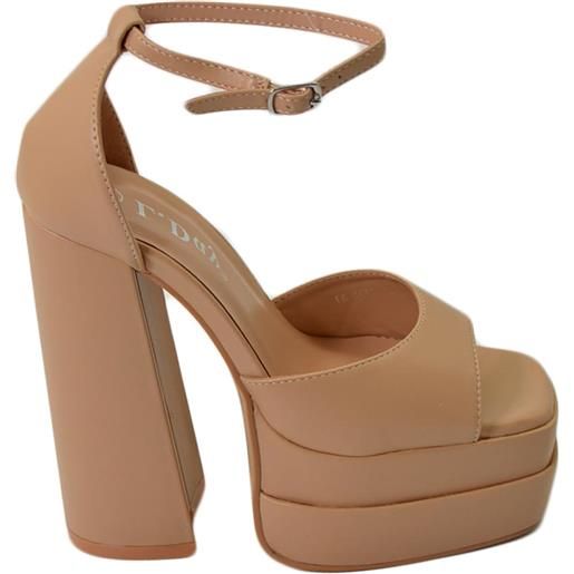 Malu Shoes sandalo donna tacco in pelle nudo tacco doppio 15 cm plateau 6 cm cinturino alla caviglia open toe moda