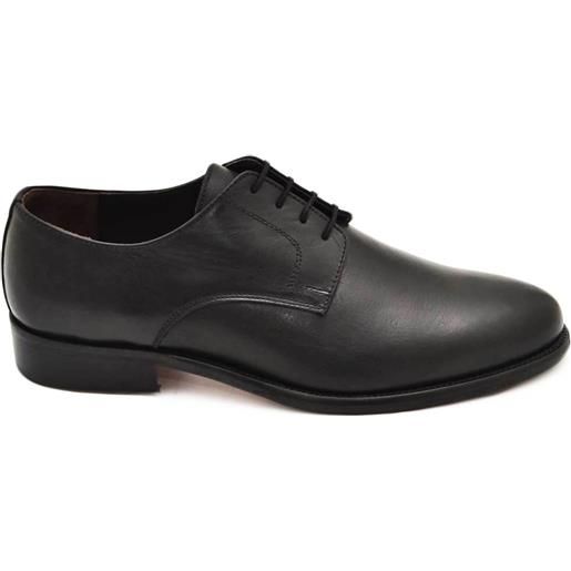 Malu Shoes scarpe uomo stringata nero inglese vera pelle crust nero made in italy fondo classico in cuoio businessman handmade