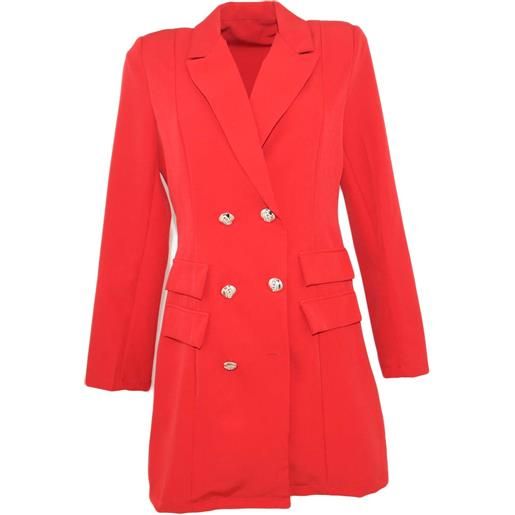 Cappotto lana rosso donna inverso a doppio petto