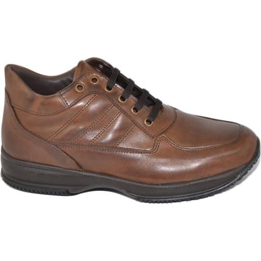 Malu Shoes scarpe uomo polacchino comfort passeggio eleganti marrone made in italy vera pelle nappa gomma alta anatomica