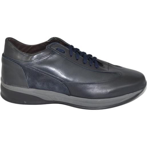 Malu Shoes scarpe uomo calzature linea comfort eleganti blu made in italy in vera pelle nappa camoscio gomma anatomica lacci