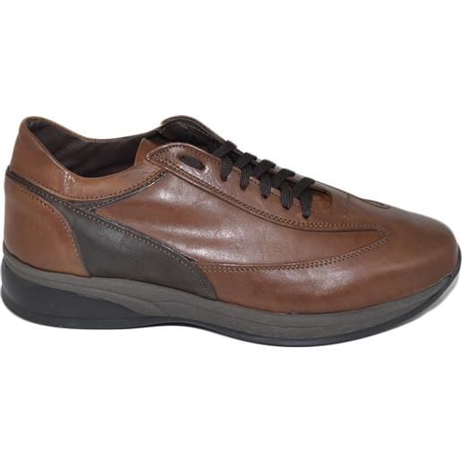 Malu Shoes scarpe uomo calzature linea comfort eleganti marroni cognac made in italy in vera pelle nappa gomma anatomica lacci