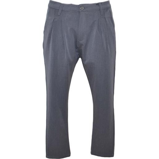 Malu Shoes pantaloni chino in puro cotone grigio a vita bassa chiusura con bottone e cerniera a due tasche moda linea basic