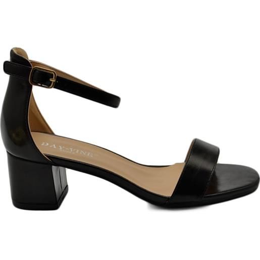 Malu Shoes scarpe sandalo nero donna con tacco 3 cm basso comodo basic con fascia morbida e cinturino alla caviglia cerimonia