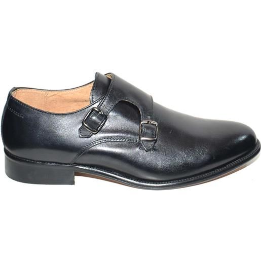 Malu shoes scarpe uomo classico doppia fibbia in vera pelle crust nero morbida fondo in cuoio con piantina antiscivolo moda uomo