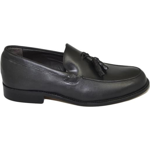 Malu Shoes scarpe uomo mocassini inglese college nappine bon bon vera pelle nero nappa made in italy suola cuoio