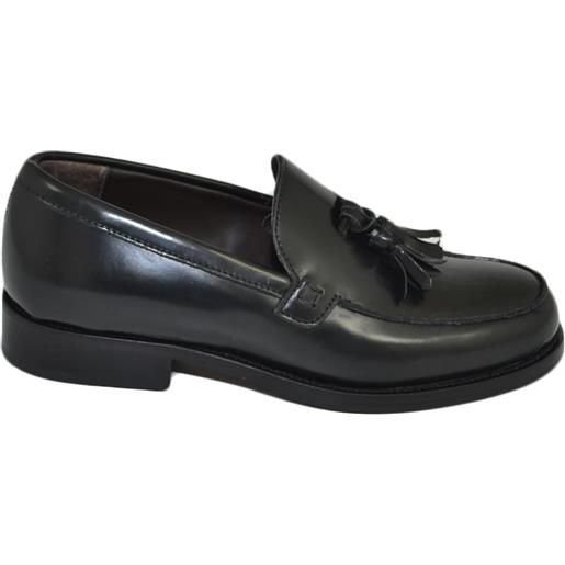 Malu Shoes scarpe uomo mocassini inglese college nappine bon bon vera pelle nero semilucido made in italy suola cuoio