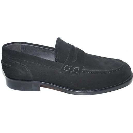 Malu Shoes scarpe uomo mocassini inglese college vera pelle scamosciata nero made in italy fondo cuoio genuine leather