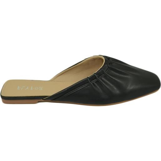 Malu Shoes sabot mules ciabatta donna nera a punta quadrata tallone scoperto pantofolina estate moda raso terra