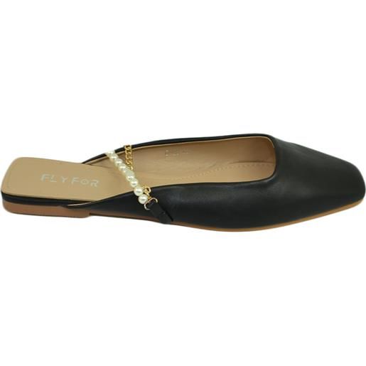Malu Shoes scarpe donna mules ballerine mocassino raso terra tallone scoperto nere con perline sul dorso moda luxury
