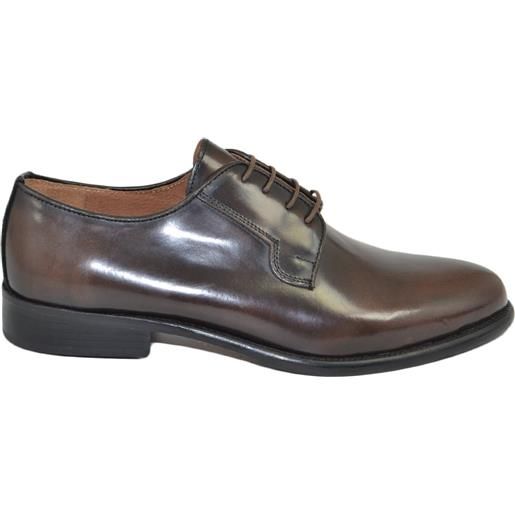 Malu Shoes scarpe uomo stringate liscia vera pelle abrasivata cognac made in italy fondo antiscivolo vero cuoio cerimonia elegante