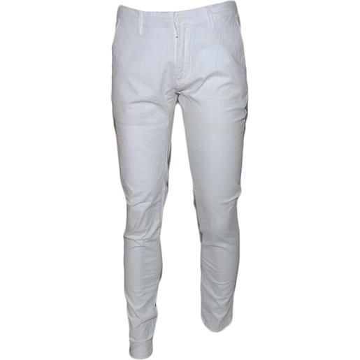 Malu Shoes pantaloni bianco cotone, skinny fit con tasca americana. Chiusura con bottone e cerniera. 