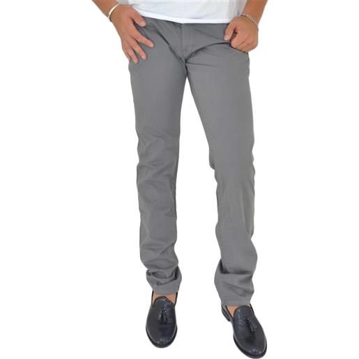 Malu Shoes pantaloni grigio cotone, skinny fit con tasca americana. Chiusura con bottone e cerniera. 