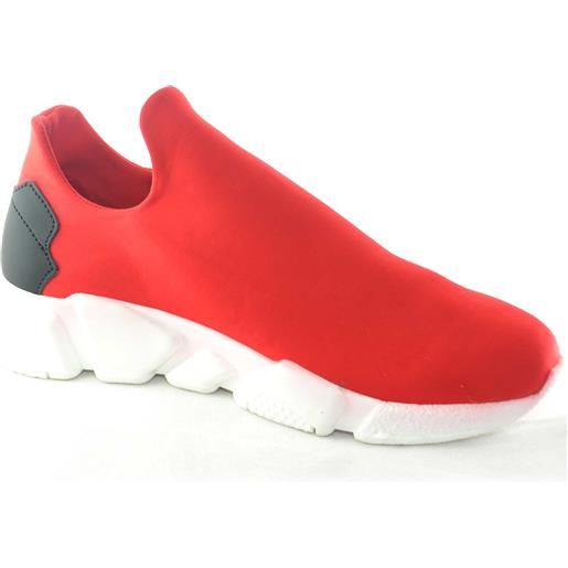 Malu Shoes scarpe uomo calzino lycra rosso fondo bianco antistatica e antiscivolo made in italy moda comfort