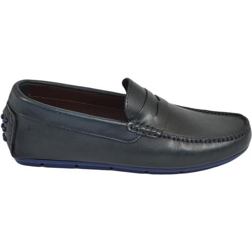 Malu Shoes mocassino car shoes uomo blu comfort casual made in italy in vera pelle nappa fondo antiscivolo gomma moda estiva
