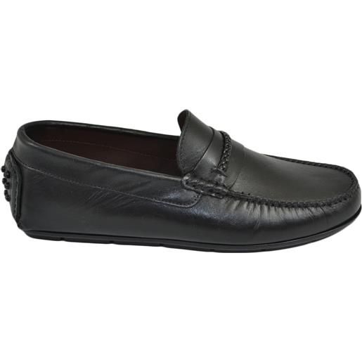 Malu Shoes mocassino car shoes uomo nero comfort casual made in italy in vera pelle di nappa fondo antiscivolo gomma moda estiva