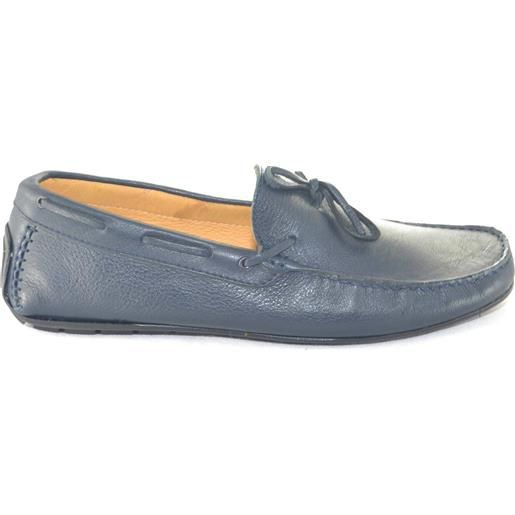 INTERLAND scarpe uomo mocassino interland made in italy vera pelle blu laccio moda giovanile calzature da barca estate moda capri