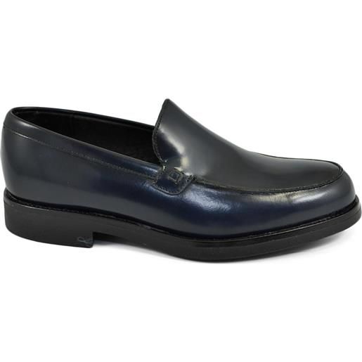 Malu Shoes scarpe uomo mocassini inglese college liscio vera pelle blu elegante made in italy fondo gomma leggera cerimonia