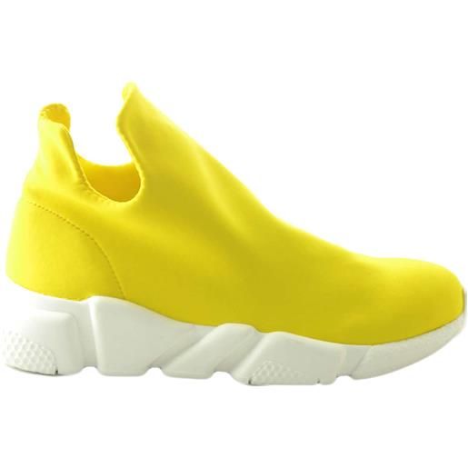 made in italy scarpe uomo sneakers bassa calzino tessuto lycra giallo made in italy fondo antiscivolo man casual moda giovanile