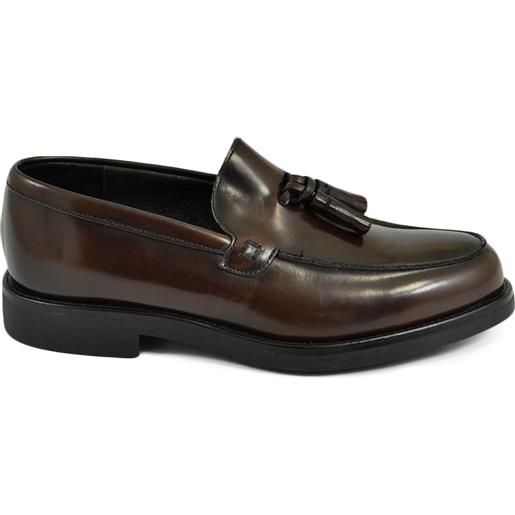 Malu Shoes scarpe uomo mocassini inglese college nappine bon bon vera pelle marrone cognac nappa made in italy classico sportivo