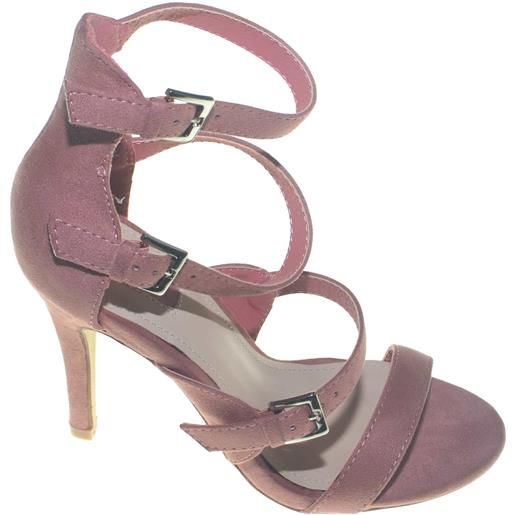Malu Shoes sandalo donna camoscio rosa alla schiava glamour trendy tacco alto a spillo anni 30