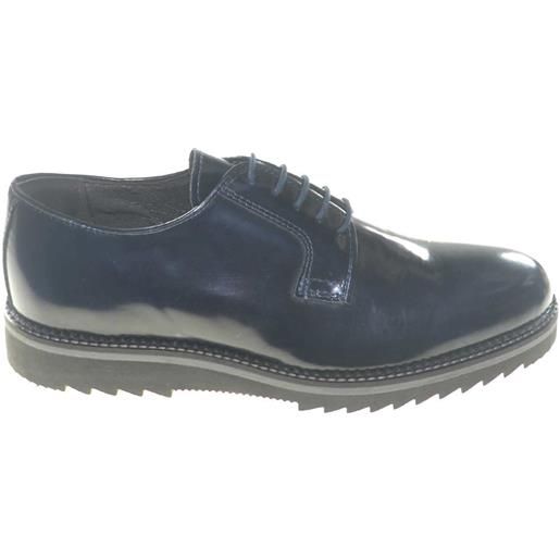 Malu Shoes scarpe uomo stringate vera pelle abrasivato blu made in italy fondo antiscivolo moda classico sportivo