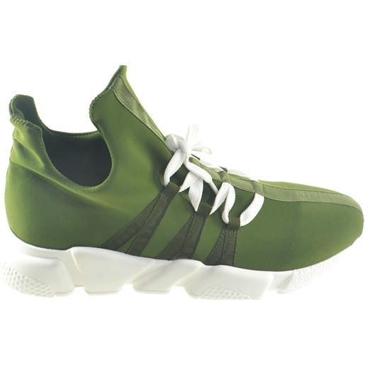 made in italy scarpe uomo sneakers bassa in tessuto calzino lycra verde made in italy moda giovanile primavera estate