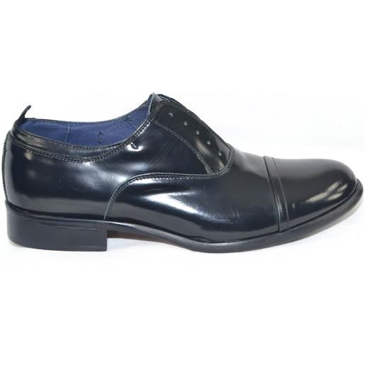 Malu Shoes scarpe uomo francesina inglese punta alzata vera pelle lucida nero made in italy fondo classico sportivo genuine leather
