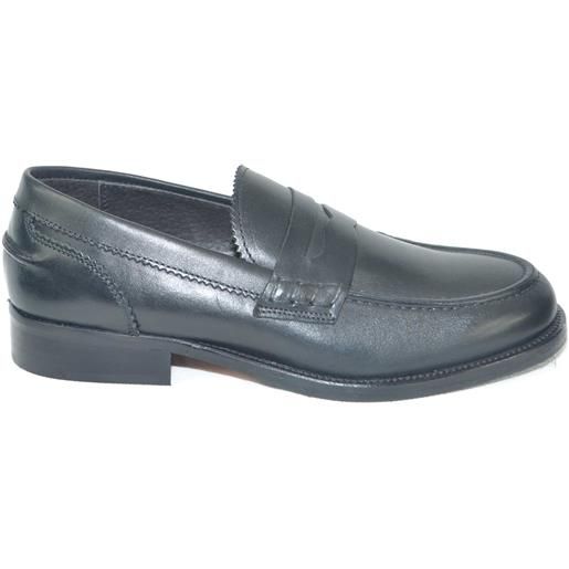 Malu Shoes scarpe uomo mocassini inglese college vera pelle crust nero made in italy fondo classico sportivo genuine leather