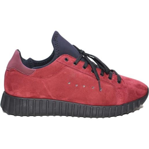 Malu Shoes sneakers bassa uomo art. 0022 in camoscio bordeaux made in italy fondo running nero antiscivolo moda comfort