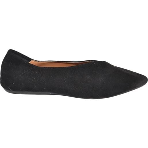 Malu Shoes scarpe ballerine a punta donna basse nero in camoscio moda comfort fondo antiscivolo