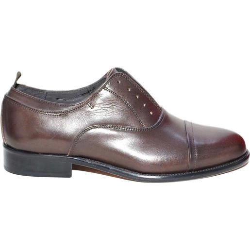 Malu Shoes scarpe uomo francesina stringata marrone vera pelle spazzolata art: b234 invernale made in italy elastico senza lacci