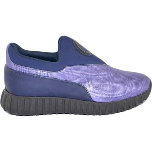 Malu Shoes scarpe uomo calzino lycra blu fondo nero running ondulato bicolore fluo in punta made in italy moda comfort
