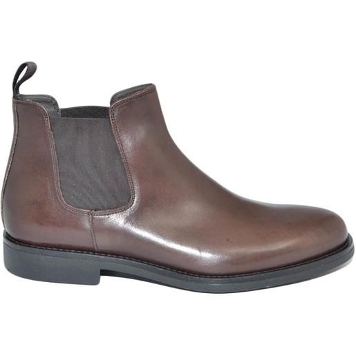 Malu Shoes beatles uomo stivaletto con elastico in vera pelle marrone collo basso liscio fondo roccia made in italy handmade