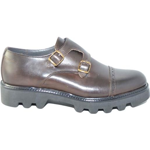 Malu Shoes calzature uomo art 9677 doppia fibbia vera pelle crust marrone fondo imperial antiscivolo made in italy