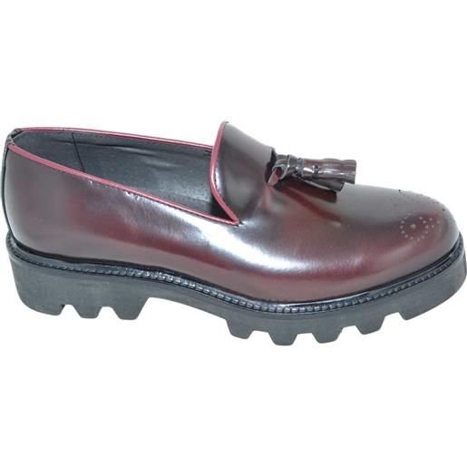 Malu Shoes calzature uomo scarpe art. 323 mocassino abrasivato lucido bordeaux con bon-bon fondo imperial antiscivolo made in italy