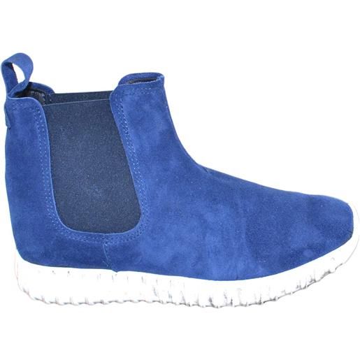 Malu Shoes scarpe uomo beatles art: 0164 made in italy pelle scamosciata blu elettrico fondo rigato sporco running comfort genuine leather