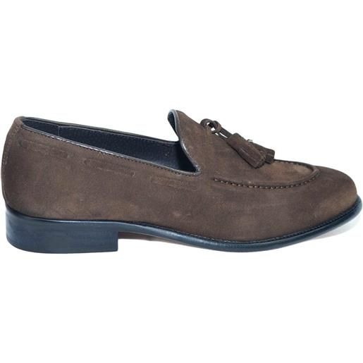 Malu Shoes scarpe mocassini uomo art: elg10 marrone di camoscio con bon bon artigianali made in italy elegante