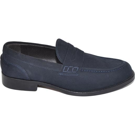 Malu Shoes scarpe mocassini uomo art: colb10 blu di camoscio con bendina artigianali made in italy elegante