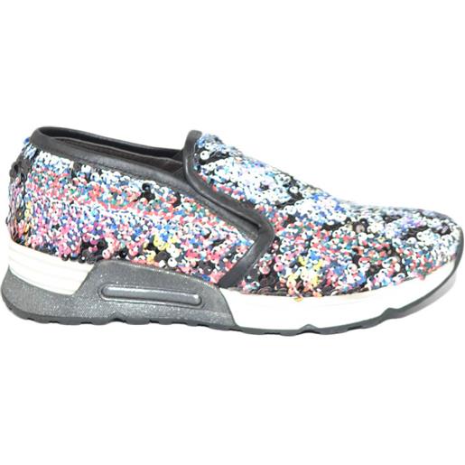 Malu Shoes sneaker slip on mocassino donna pailettes multicolor in vera pelle made in italy risvoltabili fondo running glamour