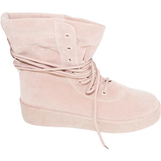 Malu Shoes sneakers alta donna art. Sn8137 rosa in camoscio moda glamour