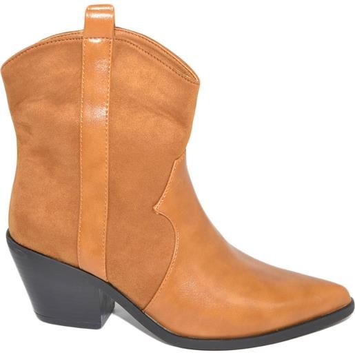 Malu Shoes stivaletti camperos donna cuoio texano tacco western 5 cm comodo a punta con zip pelle e camoscio moda