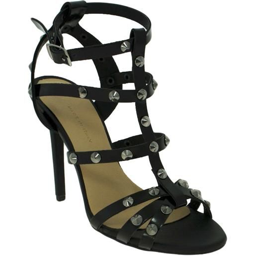 Malu Shoes sandali tacco nero art. St77890 con borchie tacco a spillo vera pelle moda glamour made in italy