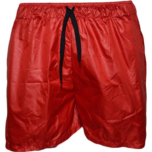 Malu Shoes costume mare uomo box corto rosso monocromatico in tessuto semilucido opacizzato slim fit trend asciugatura rapida