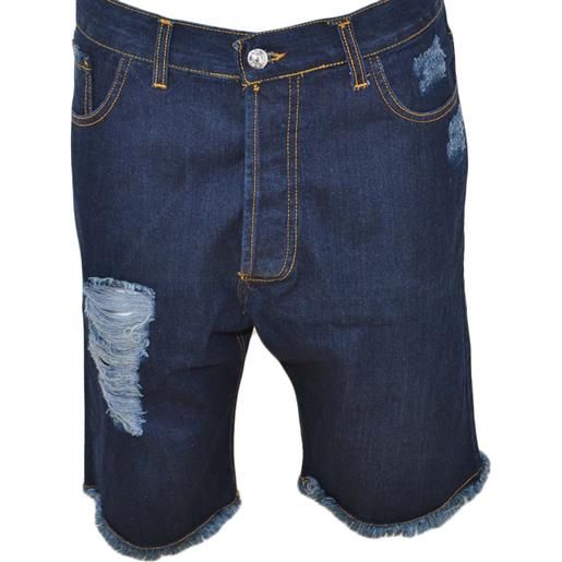 Made in italy pantaloncino jeans shorts da uomo man moda giovane denim strappato linea cavallo basso made in italy