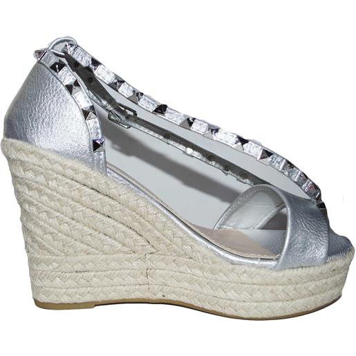WILADY calzature donna art. Wi8950 riporto in paglia moda comfort borchie tono su tono argento