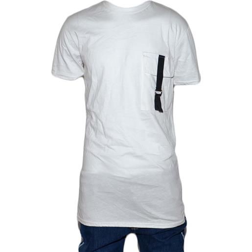 Malu Shoes t-shirt uomo maglietta made in italy collo rotondo e maniche corte con design nero taschino e accessorio cucito moda