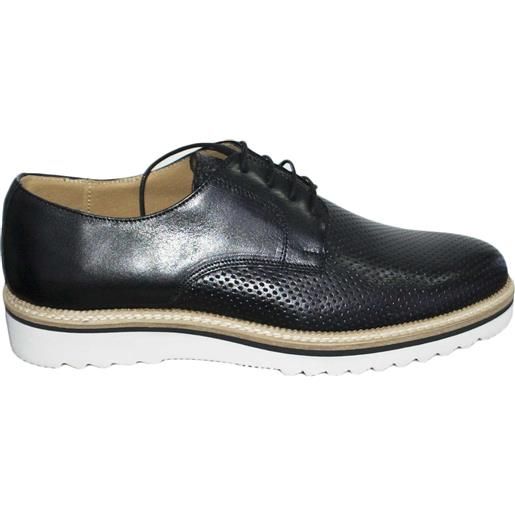 Malu Shoes scarpe uomo stringate art 024538 crust nero microforato vera pelle made in italy comfort fondo ultraleggero micro