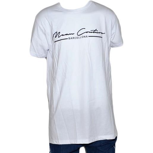 Malu Shoes t-shirt bicolore white modello con collo rotondo e maniche corte stampa centrale