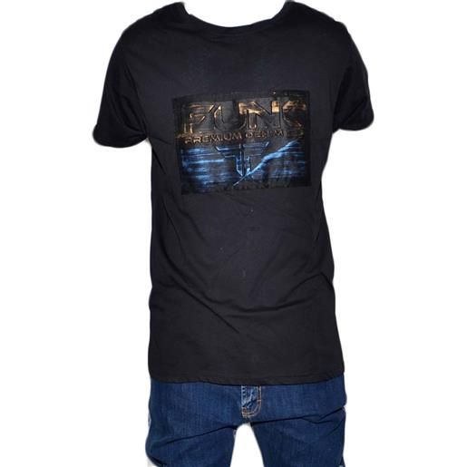 Malu Shoes t-shirt man uomo nero basic con stampa 3d a colori slim fit moda giovanile